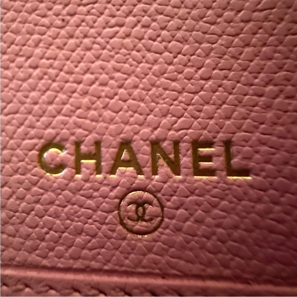 Chanel Pink Grained Calfskin CC Button Long Wallet